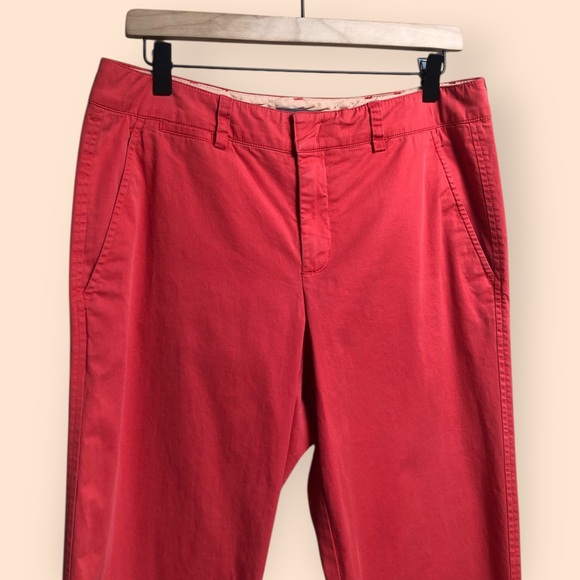 VINCE Chino Trouser Pants Cotton Coral Red Pink Casual Designer USA Women’s 10 - Picture 3 of 11